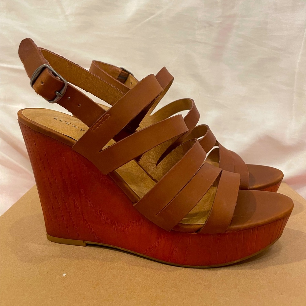 Lucky Brand Larinaa Platform Wedge Heel Sandals in Brown